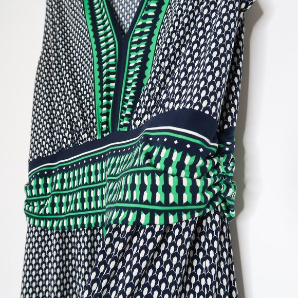 Max Edition‎ Womens Maxi Dress Size Large Blue Green Geometric Print Sleeveless - Picture 6 of 8